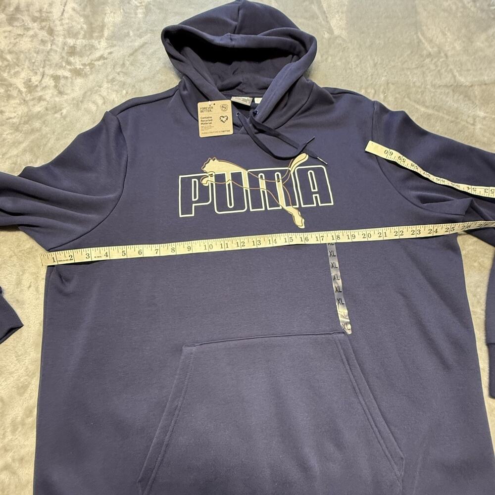 NWT Puma Hoodie Sweatshirt Mens XL Navy Blue Logo Pullover Fleece Athletic - Picture 6 of 8